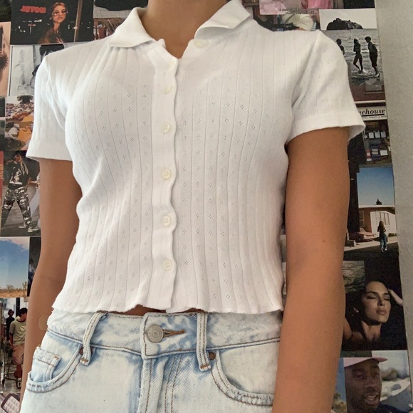 Brandy Melville Tops - White button colored crop top